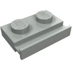 Plate Special 1 x 2 with Door Rail / Light Gray