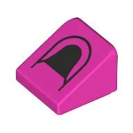 Brick Sloped 30° 1 x 1 x 2/3 with Black Safety Bar Print / Dark Pink
