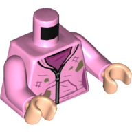 Lego Torso Sweater, Zipper, Dark Pink Shirt, Dirty and Tattered Print, Bright Pink Arms, Light Nougat Hands / Bright Pink