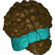 Lego Hair Coiled, Tied Up with Ribbon, Dark Turquoise Pattern / Dark Brown