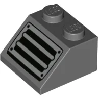 Brick Sloped 45° 2 x 2 with Vent/Grate Print / Dark Bluish Gray