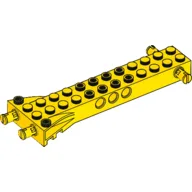 Technic Brick Special 12 x 2 with 2 Side and 2 End Pins, Technic Holes, and 4W Flared End / Yellow