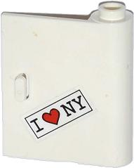 Lego Door 1 x 3 x 3 Right - Open Between Top and Bottom Hinge with 'I' Heart 'NY' Pattern (Sticker) - Set 79104