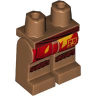 Lego Hips and Medium Nougat Legs with Red Robe, Yellow Flames, Dark Red, Knee Wraps print / Medium Nougat