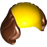 Lego Hair, Bald Top, Long Reddish Brown Sides Print / Yellow