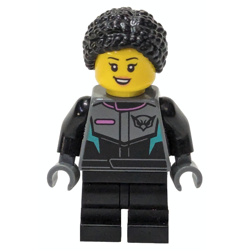 Lego Race Driver, Black Racing Suit, Black Hair
