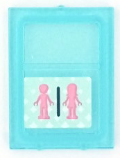 Lego Glass for Train Door with Lip on All Sides with Dark Pink Male and Female Friends Silhouettes (Unisex Restroom) Pattern (Sticker) - Set 41429
