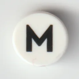 Tile Round 1 x 1 with Black 'M' / 'W' Print