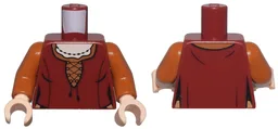 Torso Female Blouse with Laces over Dark Orange Shirt, Black Necklace, Light Nougat Neck Pattern / Dark Orange Arms / Light Nougat Hands