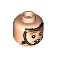 Lego Minifig Head Grace Augustine, Reddish Brown Eyelashes, Stern / Worried, Breathing Mask print / Light Nougat