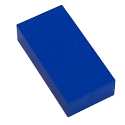Modulex Tile 2 x 4 with White 'v' Print, without Internal Supports / Modulex Tile Blue