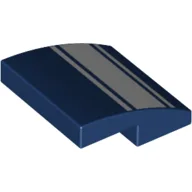 Brick Curved 2 x 2 x 2/3 with 2 White Stripes/Lines Print / Dark Blue