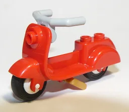 Scooter with Pearl Gold Stand, Light Bluish Gray Angular Handlebars, and White Wheels