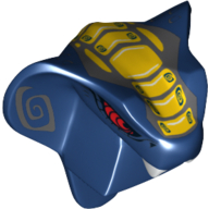 Lego Minifig Head Special, Snake with Fangs, Red Eyes and Yellow and Dark Bluish Gray Scales Print (Slithraa) / Dark Blue