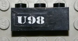 Brick 1 x 3 with White `U98' Pattern (Sticker) - Set 7783