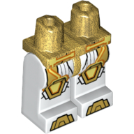 Lego Hips and White Legs with Pearl Gold Knee Pads, Toes and Plates Print (Lance) / Pearl Gold