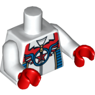 Lego Torso Jacket with Zipper, Red Star in Blue Circle with Wings Print, White Arms, Red Hands / White