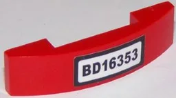 Slope, Curved 4 x 1 x 2/3 Double with 'BD16353' Pattern (Sticker) - Set 60119