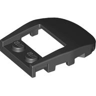 Lego Brick Wedged, Curved 4 x 3 Recessed Back with Opening, Two Studs [Plain] / Black