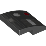 Lego Brick Curved 2 x 2 x 2/3 with Red and White Circles Print / Black