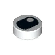 Tile Round 1 x 1 with Squinted Eye, Top Side Pupil Print / White