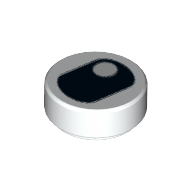 Lego Tile Round 1 x 1 with Squinted Eye, Top Side Pupil print / White