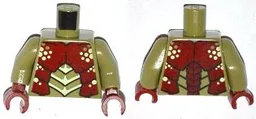 Torso Galaxy Squad Mantizoid with Dark Red, Yellowish Green and Black Exoskeleton Pattern / Olive Green Arms / Dark Red Hands