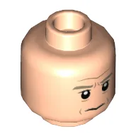 Minifig Head General Maximillian Veers, Dark Tan Eyebrows, Lines Under Eyes, Stern Print / Light Nougat