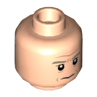 Lego Minifig Head General Maximillian Veers, Dark Tan Eyebrows, Lines Under Eyes, Stern Print / Light Nougat