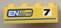 Brick 1 x 4 with Black '7' and 'ENgyne' Pattern Model Left side (Sticker) - Set 8124