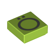 Lego Tile 1 x 1 with Letter Ö Print / Lime