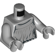 Lego Torso Sleeveless Dress Bodice with Gray and Black Fabric Lines print, Light Bluish Gray Arms and Hands / Light Bluish Gray