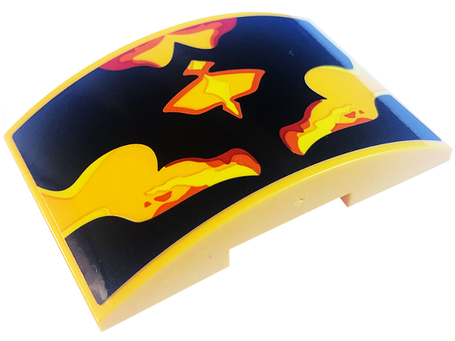 Lego Slope, Curved 6 x 4 Double with Black Veins and Red, Bright Light Orange, and Yellow Trim Pattern (Sticker) - Set 75574