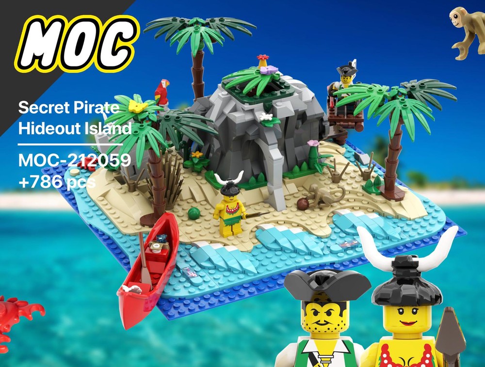 Lego Pirate Secret Cave Hideout with Lookout & Waterfall Lagoon| Islanders | Pirates of the Caribbean