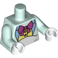 Lego Torso Jacket with Bright Light Blue Lapels, Bright Light Yellow Vest, Magenta Bow Print, Light Aqua Arms, White Hands / Light Aqua
