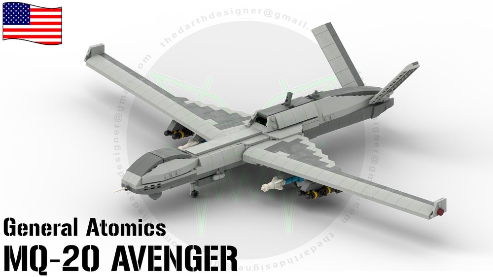 Lego MQ-20 AVENGER | UAV Drone - 1:35 Scale