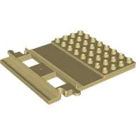 Duplo Train Track, Straight with 4 x 8 Plate on Side / Tan