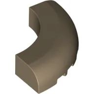 Brick Round Corner 5 x 5 x 1 Curved, Bottom Cut Outs, No Studs, 7 Bottom Tubes / Dark Tan