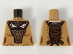 Torso Female, Dress with Dark Brown Cape and Front Panel, Copper Badger Brooch and Design Pattern / Medium Nougat