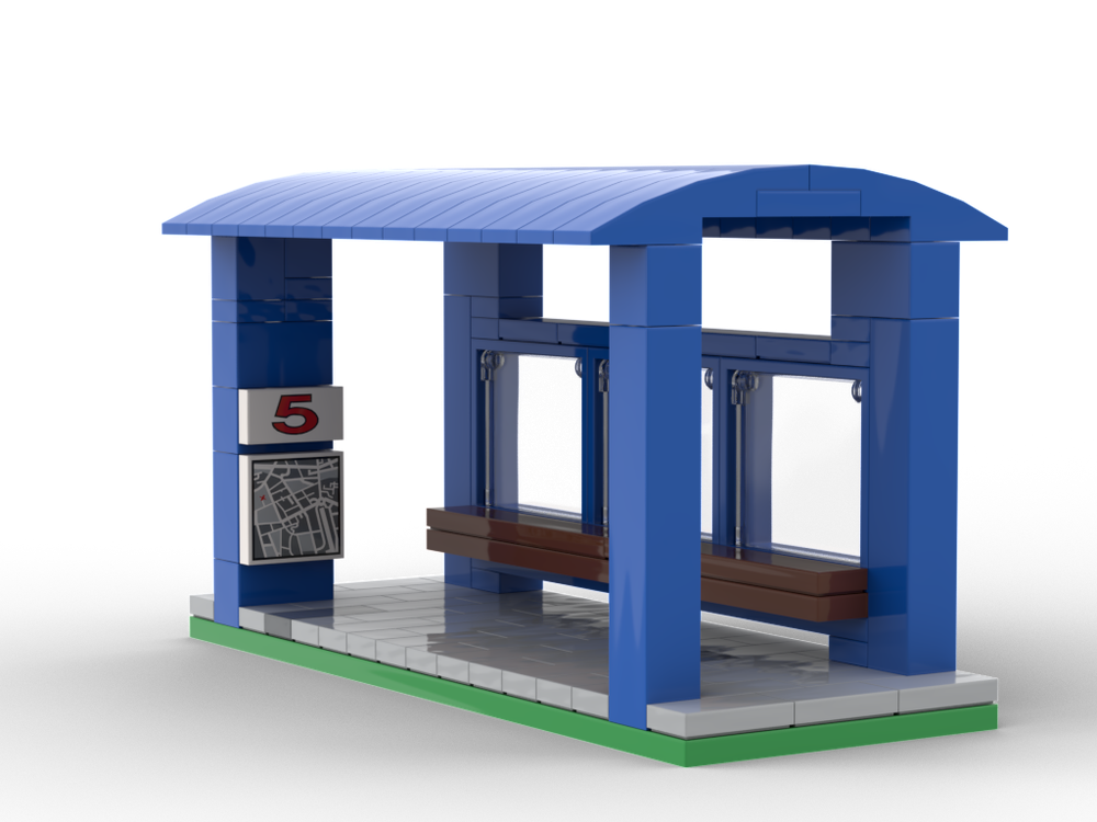 Lego Minifig scale modular bus stop