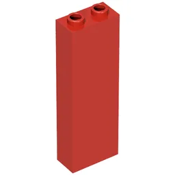 Brick 1 x 2 x 5 with Blocked Open Studs and Bottom Stud Holder with Asymmetric Ridges / Red
