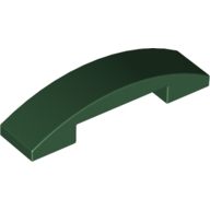 Lego Brick Curved 4 x 1 Double with No Studs / Dark Green