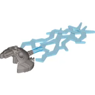 Large Figure Weapon Lightning, Triple with Marbled Blue Bolt Pattern / Flat Silver