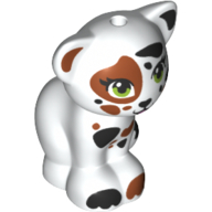 Lego Animal, Cat, Sitting with Reddish Brown and Black Spots, Green Eyes Print