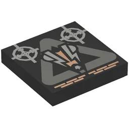 Tile 2 x 2 with Insectoid Logo in Triangle Print / Black