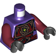 Lego Torso Armor, Copper and Dark Red Panels, Snake Heads Belt Buckle / Shuriken and Vials Print, Dark Red Arms, Black Hands / Dark Purple