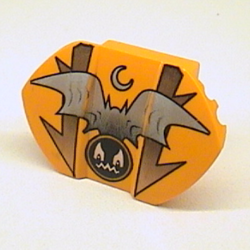 Lego Brick Curved 2 x 2 x 1 with Wings and Ghost Print / Medium Orange