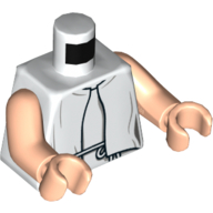 Lego Torso Poncho Jacket, Open Front, Thin Tied Belt Print, Light Nougat Arms and Hands / White