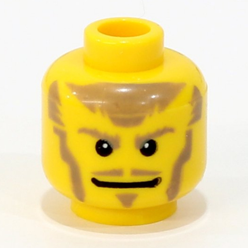 Lego Minifig Head Danju, Beard Light Brown Sideburns, Goatee, Moustache, White Pupils Print / Yellow