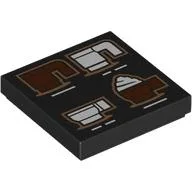 Tile 2 x 2 with Coffee Mugs Print / Black